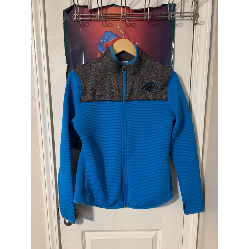 NFL Team Apparel Carolina Panthers Womens Blue Gray TX3 Warm Zip Jacket Medium